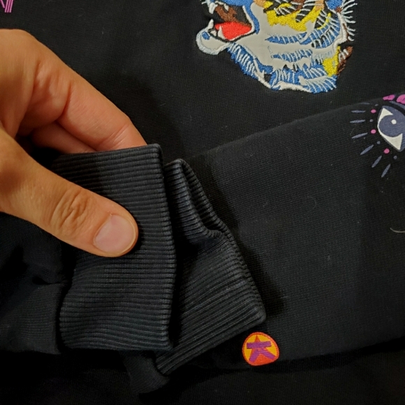 Kenzo Black Long Sleeves Crewneck Sweater with Printed Details. Embroidered. S. - Picture 10 of 13